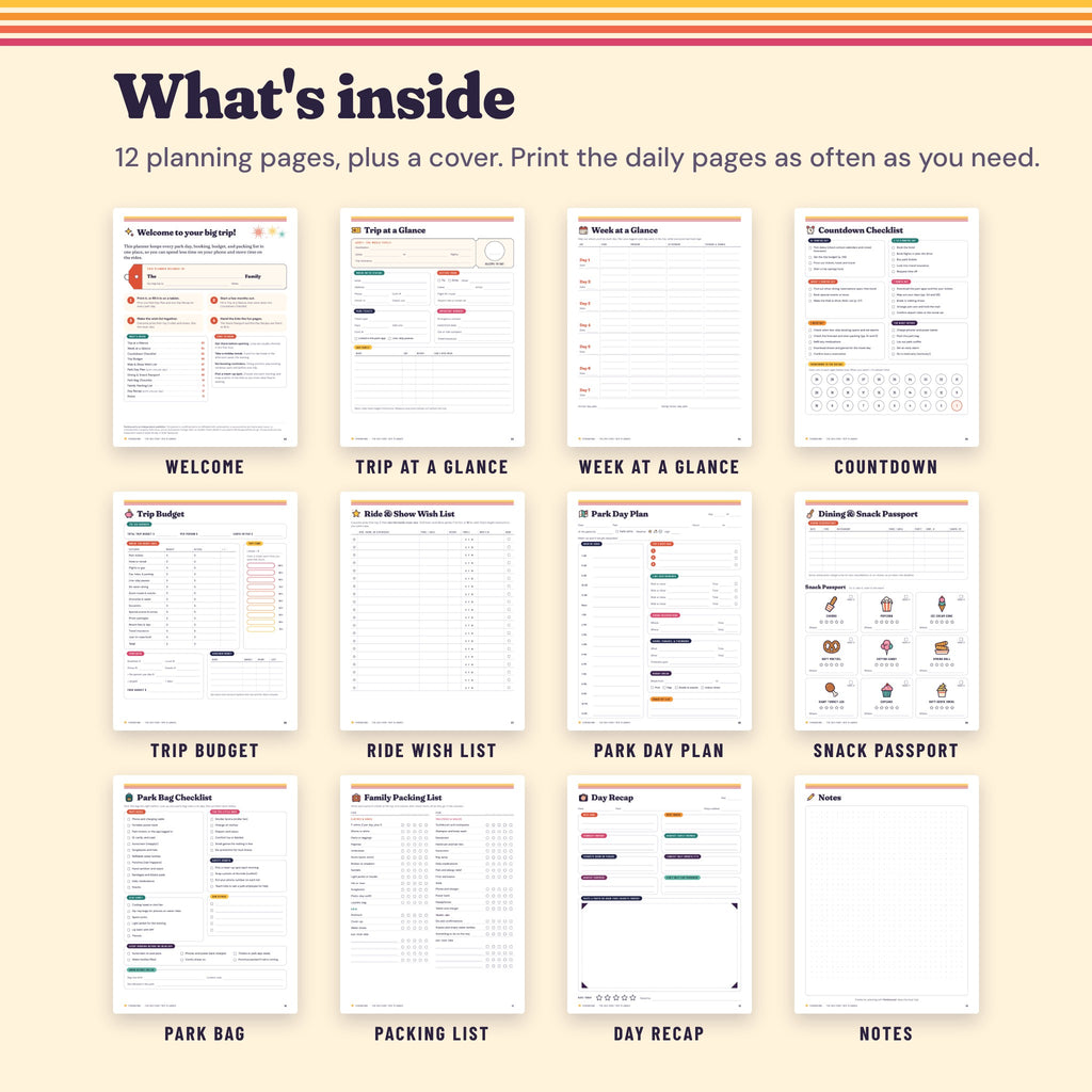 All 13 pages of The Big Park Trip Planner